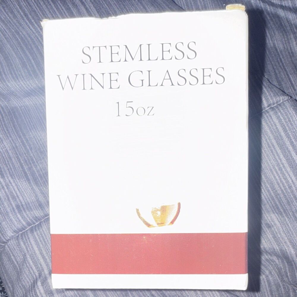 15 oz Stemless Wine Glasses Clear Glass Modern Round Solid Set of 2